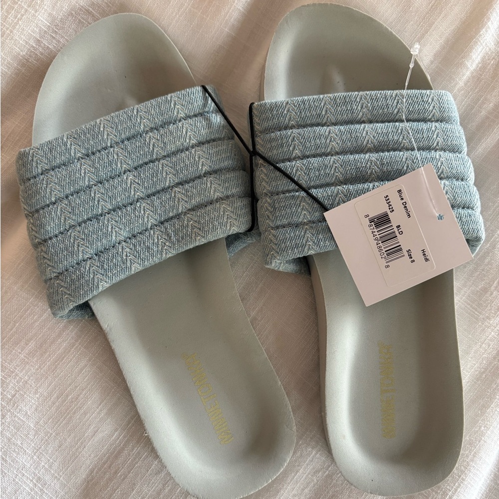 Women's Minnetonka Slide Sandals in Light Blue
